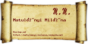 Matulányi Miléna névjegykártya